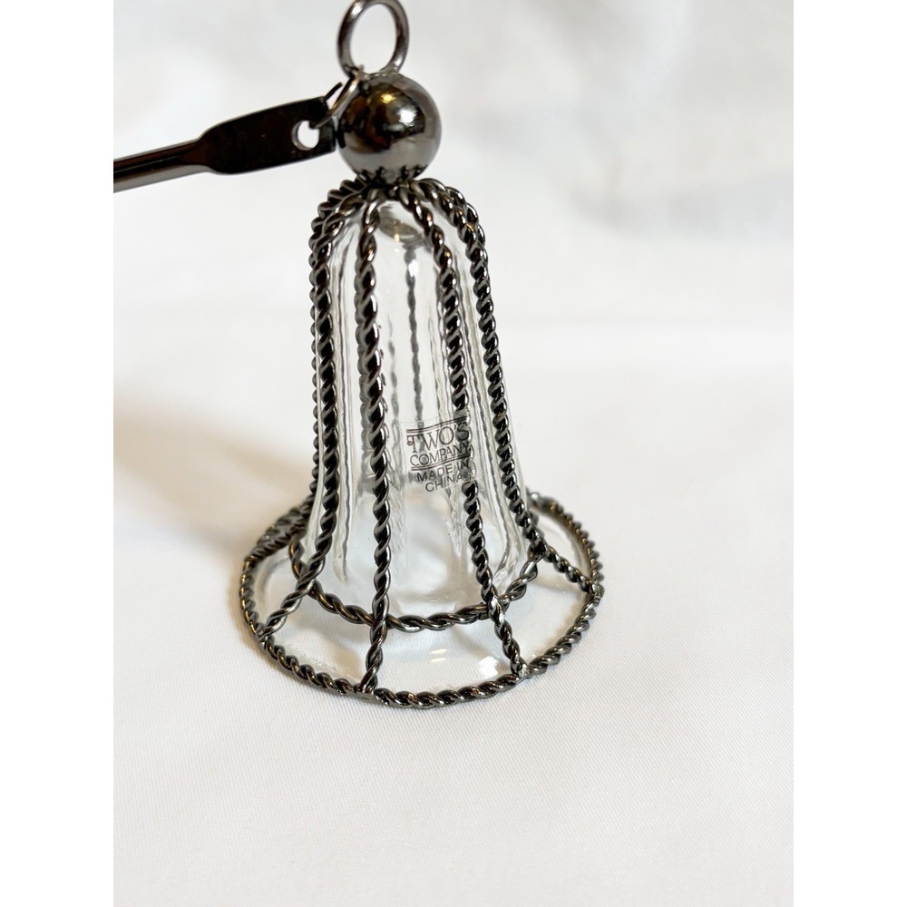 Two's Company Clear Hinged 12" Candle Snuffer metal & Glass